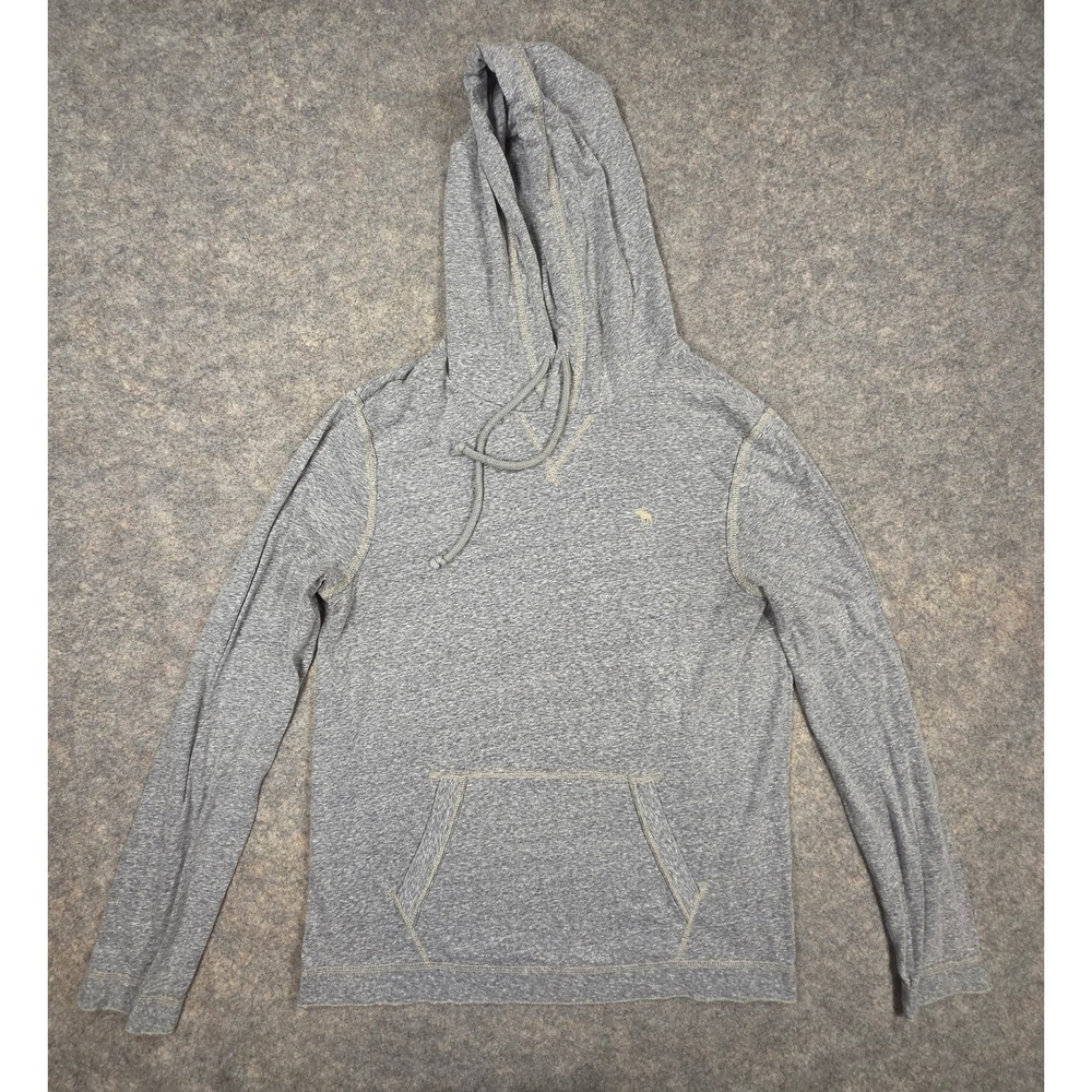 Abercrombie & Fitch Mens Muscle Fit Hooded Shirt Gray Moose Small Long Sleeve